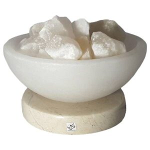 Lampe bol de sel persane – modèle Sahra avec morceaux de sel naturels