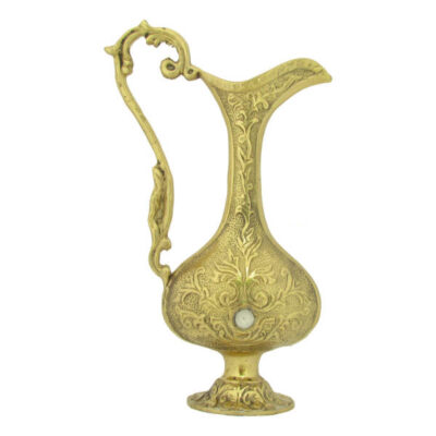 Pichet Décoratif en Laiton Indien Gravé à la Main Doré