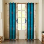 Rideau Œillets Persan – Velours Imprimé Design Bleu