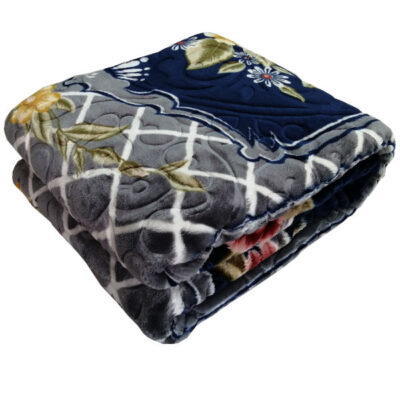 Couverture Golbaft Persane pour Lit Une Place Couleur Bleu Marine