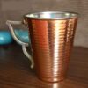Tasse persane en cuivre - Fabriquée à la main avec anse pour boissons froides - Martelée Papillon