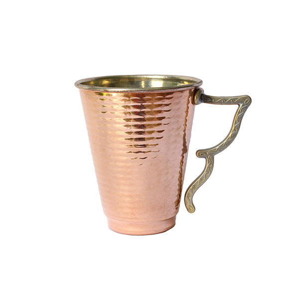 Tasse persane en cuivre - Fabriquée à la main avec anse pour boissons froides - Martelée Papillon