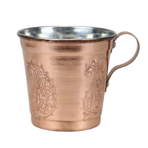 Tasse persane en cuivre – Fabriquée à la main avec anse pour boissons froides – Martelée