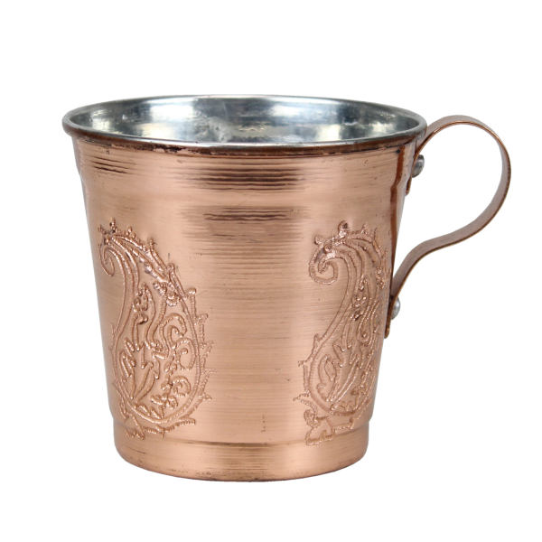 Tasse persane en cuivre - Fabriquée à la main avec anse pour boissons froides - Martelée