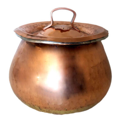 Marmite en cuivre persan – Style de cuisson martelé rond traditionnel