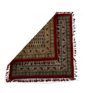 Nappe Persane : Impression Traditionnelle Kalamkari d’Isfahan Bloc Couronne