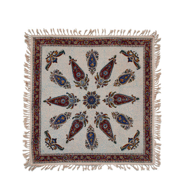 Nappe Persane : Impression Traditionnelle Kalamkari d'Isfahan Bloc Soleil Radieux