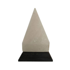 Lampe pyramide de sel – fait main avec base en bois