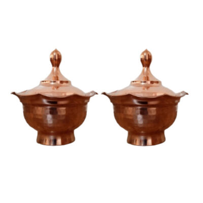 Ensemble de 2 sucriers persans artisanaux en cuivre – Martelé Traditionnel