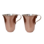 Tasse persane en cuivre – Ensemble de 2 fabriquées à la main avec anse pour boissons froides – Martelées Ramesh