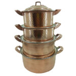 Marmite en cuivre persan – Ensemble de 4 marmites martelées traditionnelles
