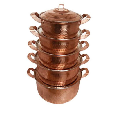 Marmite en cuivre persan – Ensemble de 5 marmites martelées traditionnelles