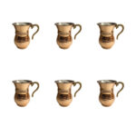Tasse persane en cuivre – Ensemble de 6 fabriquées à la main avec anse pour boissons froides – Martelées