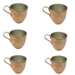 Tasse persane en cuivre – Ensemble de 6 fabriquées à la main avec anse pour boissons froides – Martelées Ctar