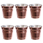 Tasse persane en cuivre – Ensemble de 6 fabriquées à la main avec anse pour boissons froides – Martelées Diamant