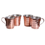 Tasse persane en cuivre – Ensemble de 6 fabriquées à la main avec anse pour boissons froides – Martelées Fardad