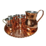 Tasse persane en cuivre – Ensemble de 8 fabriquées à la main avec anse pour boissons froides – Martelées Lale