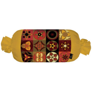 Traversin Cylindrique Traditionnel Persan avec Tissu en Velours Moutarde