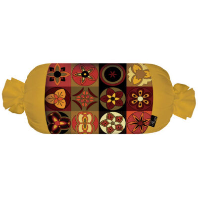 Traversin Cylindrique Traditionnel Persan avec Tissu en Velours Moutarde