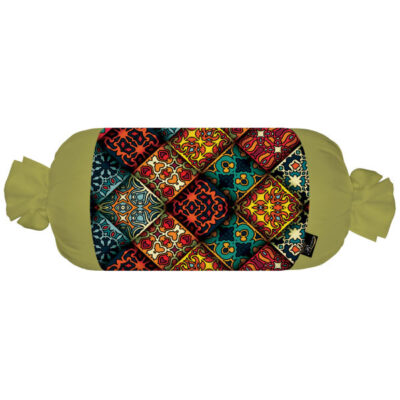 Traversin Cylindrique Traditionnel Persan avec Tissu en Velours Vert Pâle