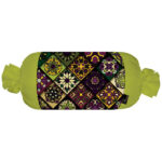 Traversin Cylindrique Traditionnel Persan avec Tissu en Velours Vert