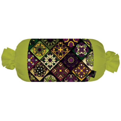 Traversin Cylindrique Traditionnel Persan avec Tissu en Velours Vert