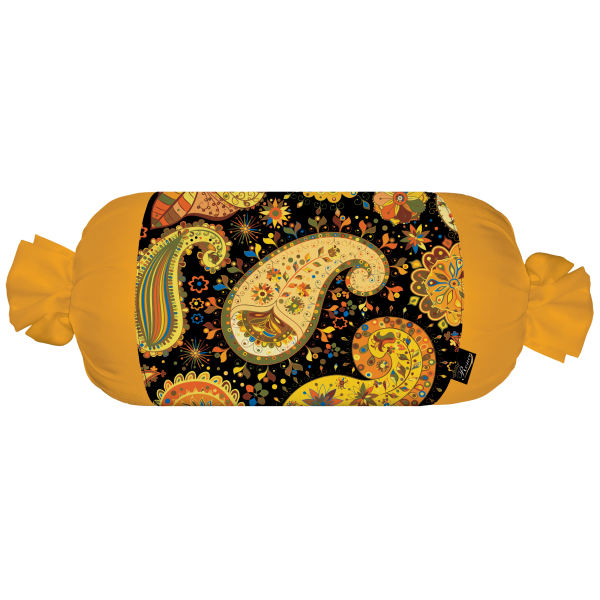 Traversin Cylindrique Traditionnel Persan avec Tissu en Velours Qajari