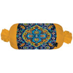 Traversin Cylindrique Traditionnel Persan avec Tissu en Velours Jaune