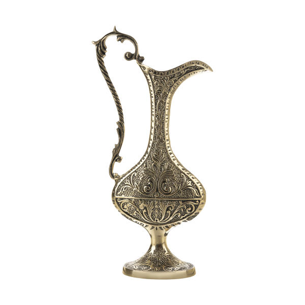 Pichet Décoratif en Laiton Indien Gravé à la Main sur Pied