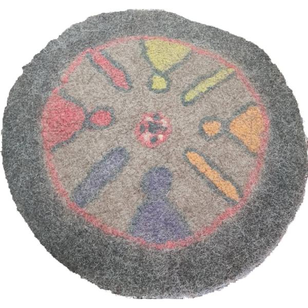 Tapis en feutre de laine persan 100 % naturel et fait main Rond