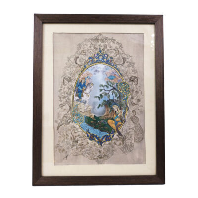 Peinture d’art miniature persan originale : Aquarelle – Le monde de l’amour par Niloofar Hosseinpour