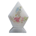 Lampe en sel en forme de diamant artisanale avec calligraphie Wa In Yakad