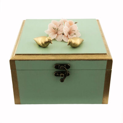 Boîte en Bois pour Cadeaux – Motif Artistique Fleurs & Oiseaux