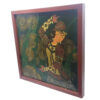 Peinture d'art qajar persan originale : Aquarelle et gouache sur bois – Fille