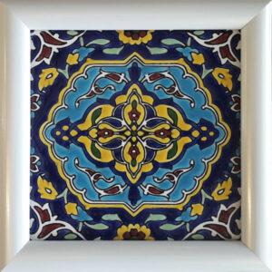 Carreau en céramique persane décoratif encadré  – Navy Blue