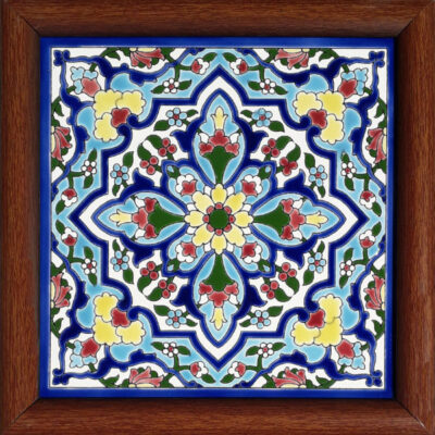 Carreau en céramique persane décoratif encadré  – Setayesh