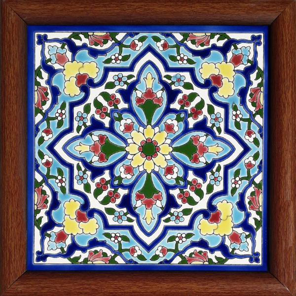 Carreau en céramique persane décoratif encadré  - Setayesh