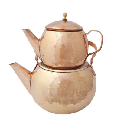 Théière Double en Cuivre Persan Martelée et Durable Afs03