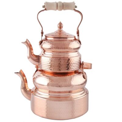 Théière Double en Cuivre Persan Martelée et Durable Mesalin