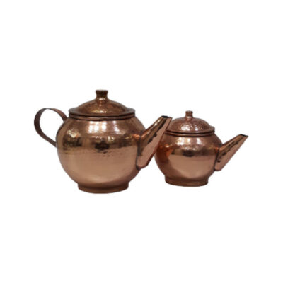 Théière Double en Cuivre Persan Martelée et Durable Top
