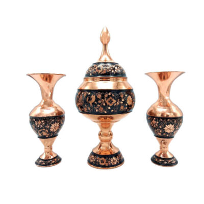 Set de vases décoratifs en cuivre persan gravés fait main & bol G32