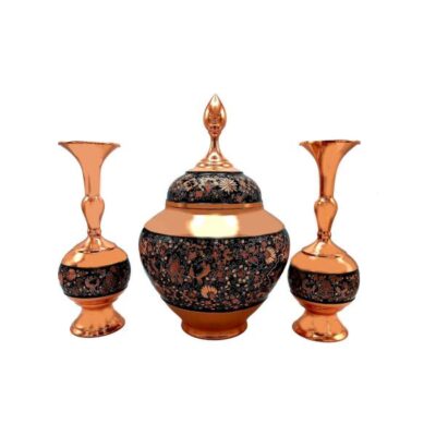 Set de vases décoratifs en cuivre persan gravés fait main & bol