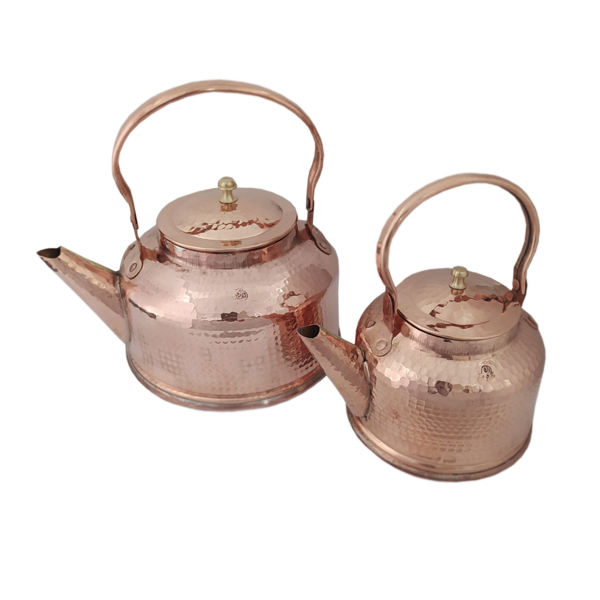 Théière Double en Cuivre Persan Martelée et Durable Nazarian