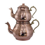 Théière Double en Cuivre Persan Martelée et Durable Rosegold