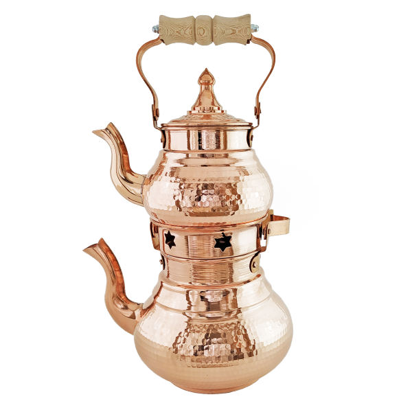 Théière Double en Cuivre Persan Martelée et Durable Star