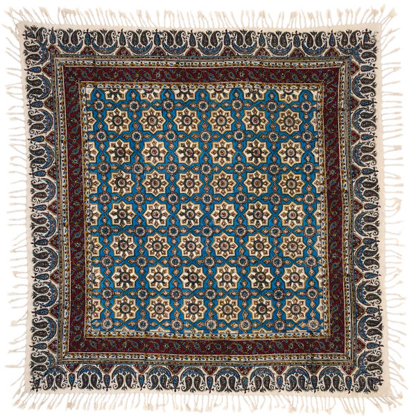 Nappe Iranienne : Impression Traditionnelle Kalamkari d'Isfahan Bloc Hasiri