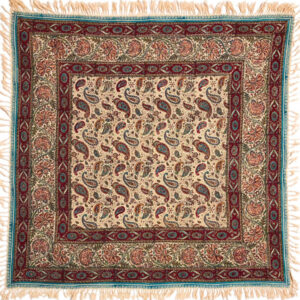 Nappe Iranienne : Impression Traditionnelle Kalamkari d’Isfahan Bloc Majnooni