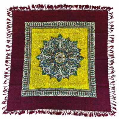 Nappe Iranienne : Impression Traditionnelle Kalamkari d’Isfahan Bloc Shams