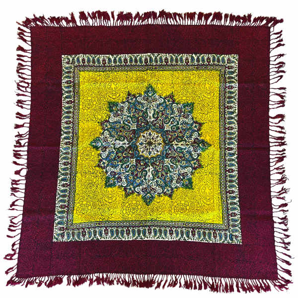 Nappe Iranienne : Impression Traditionnelle Kalamkari d'Isfahan Bloc Shams