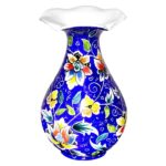 Vase en cuivre décoratif peint à la main avec émail Minakari persan Blue Sky